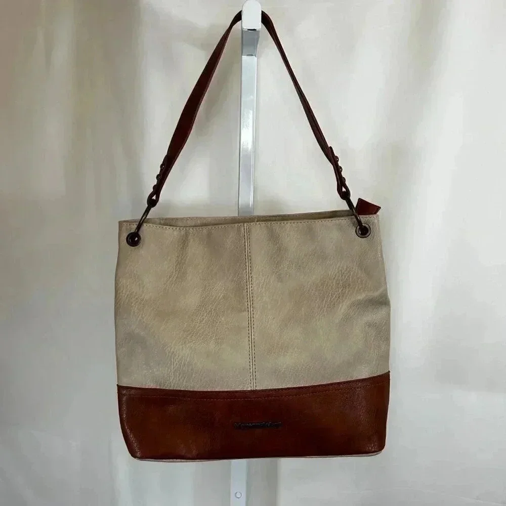 Montana West Hobo Shoulder Handbag Taupe Brown Two Tone